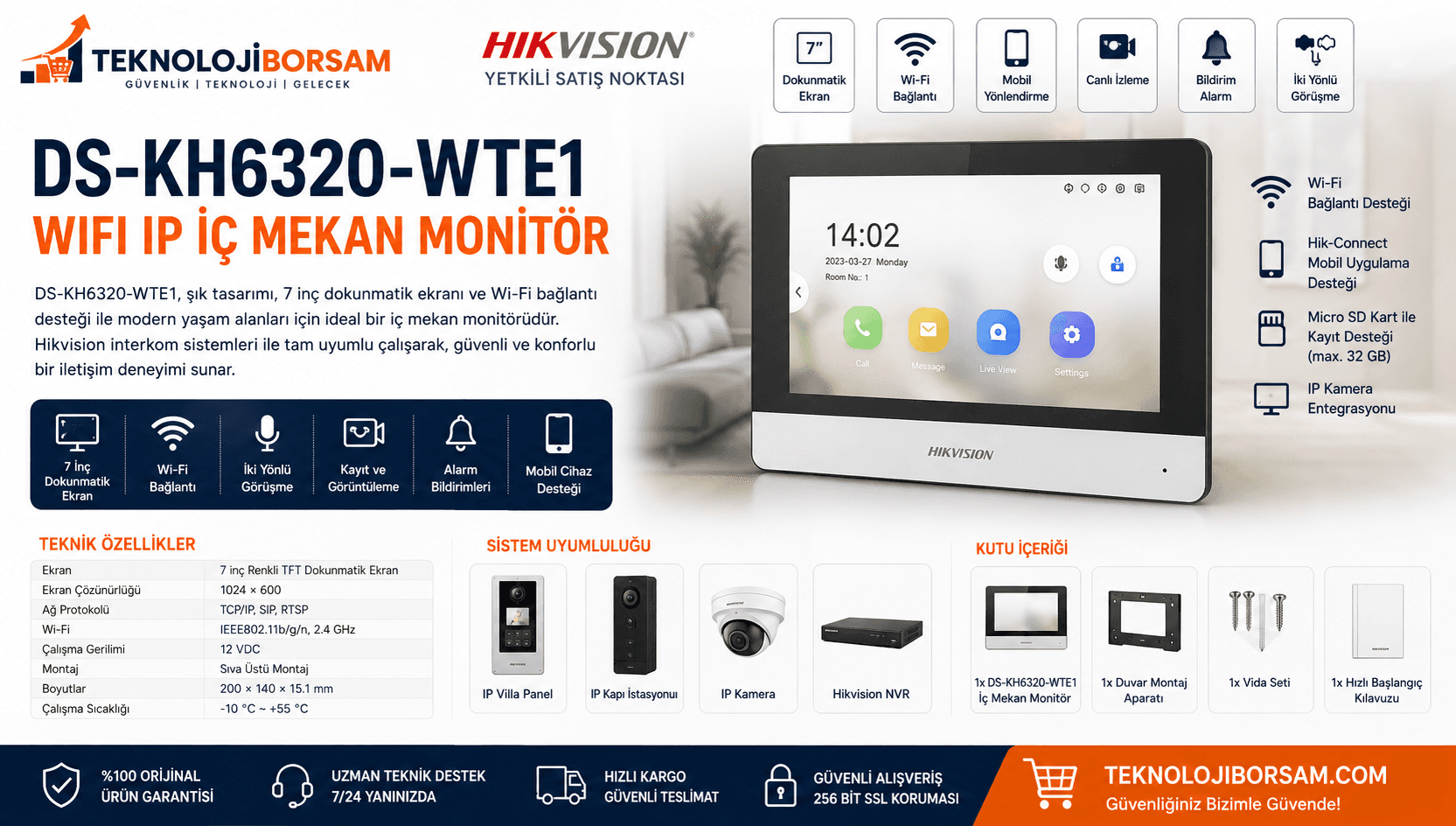 Hikvision DS-KH6320-WTE İnceleme: 7 İnç IP Görüntülü Diafon Monitörü Özellikleri, Avantajları ve Kurulum Rehberi (2026)