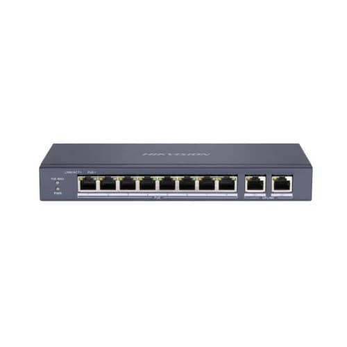 Hikvision DS-3E0310P-E/M 8 Port PoE Switch – 2 Gigabit Uplink, 60W, 300m Extend, Metal Kasa - Hikvision