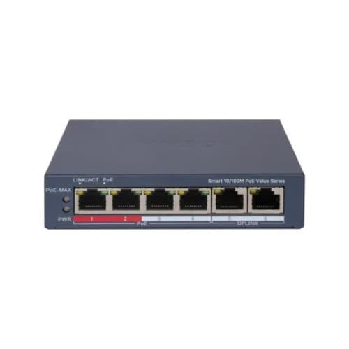 HIKVISION DS-3E1106P-EI/M 4 PORT 10/100 4 PORT POE+ 2 PORT UPLINK 45W YONETILEMEZ SWITCH - Hikvision